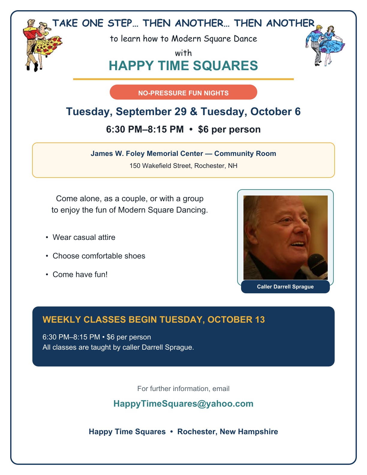 Happy Time Squares fall 2026 modern square dancing flyer
